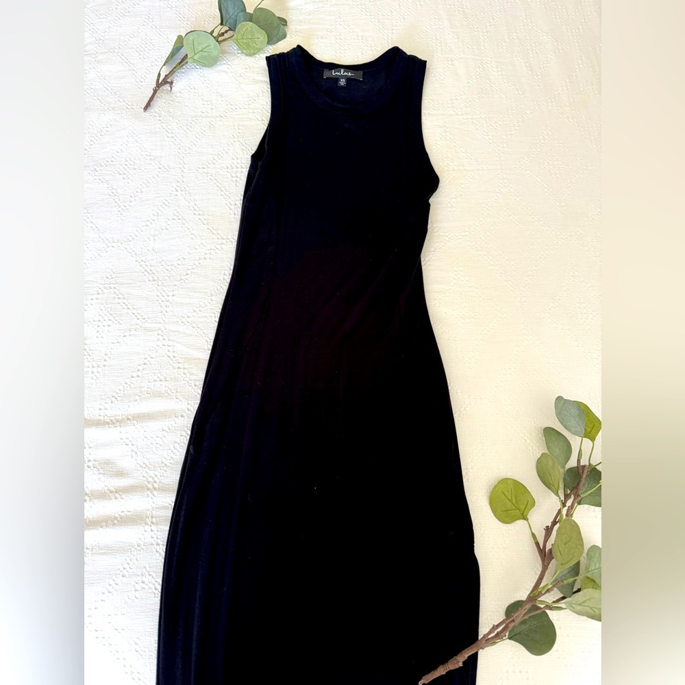 Lulus Black Pocketed Side Slit Maxi Dress